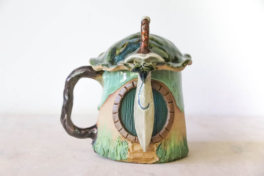 Green Hobbit House Stoneware Mug