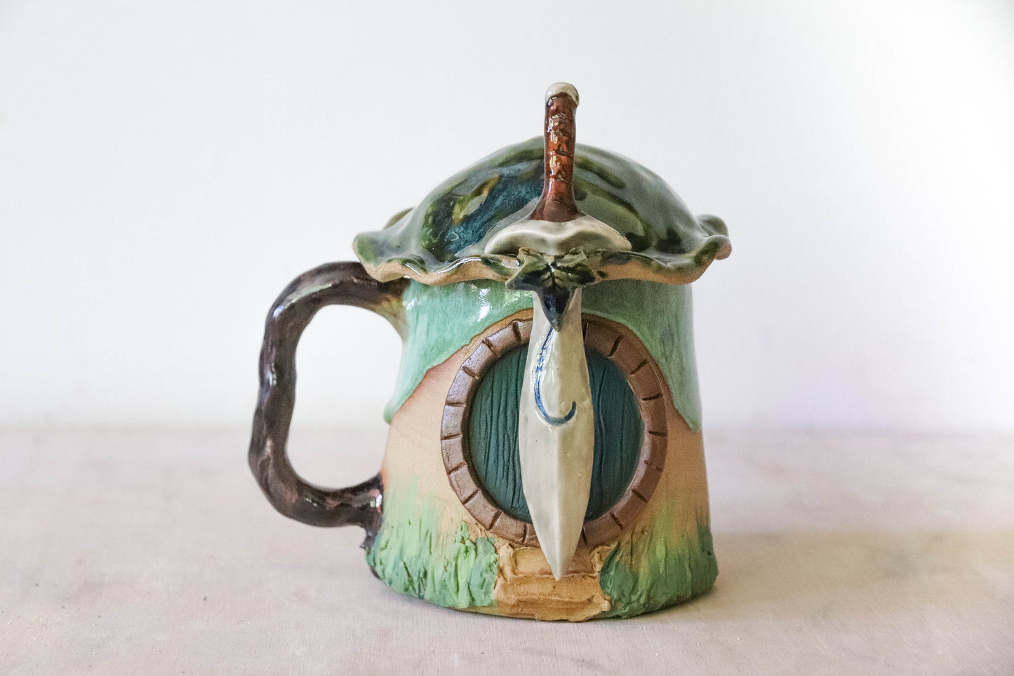 Green Hobbit House Stoneware Mug