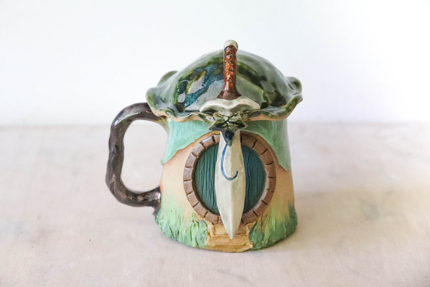 Green Hobbit House Stoneware Mug
