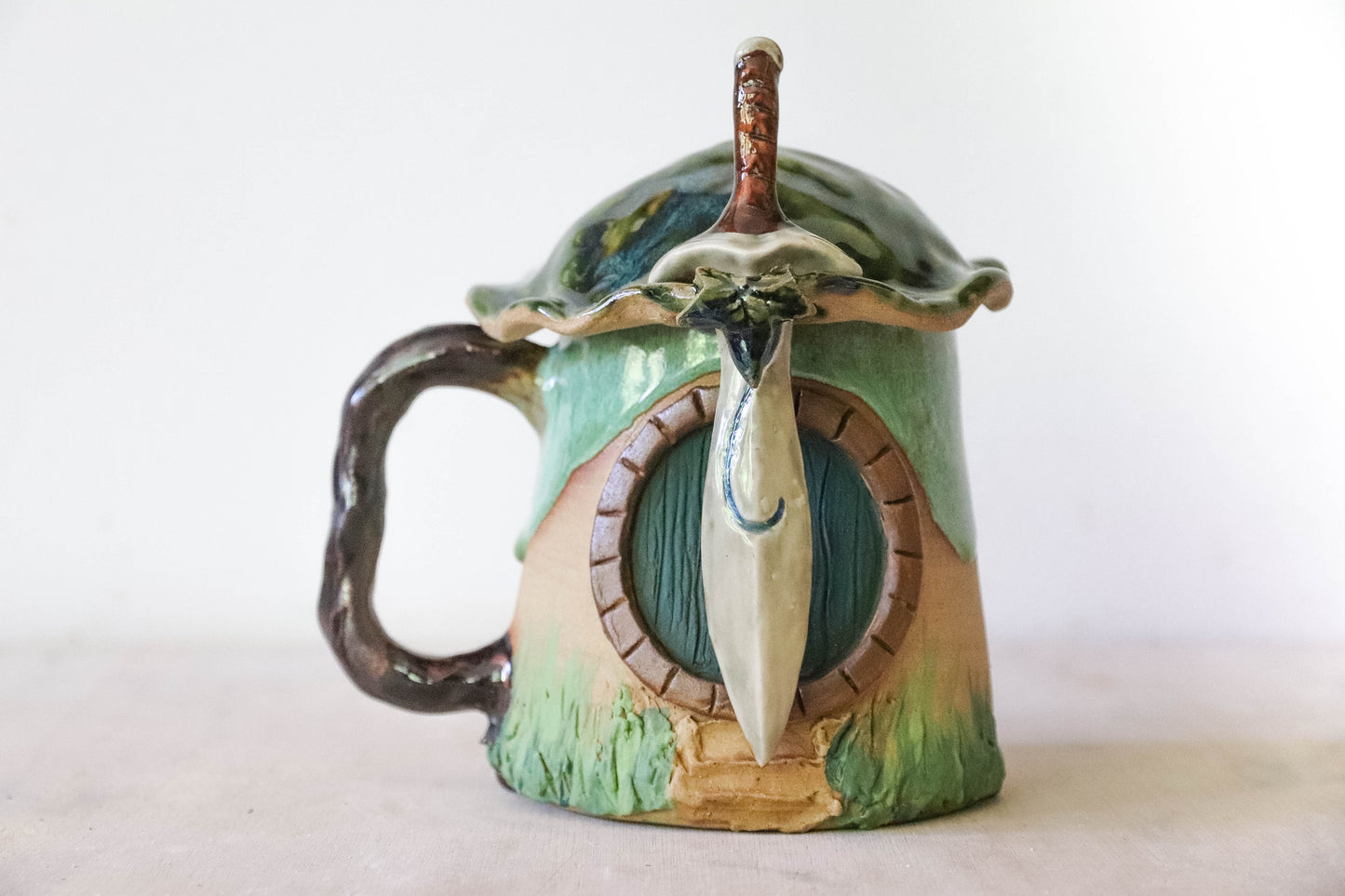 Green Hobbit House Stoneware Mug