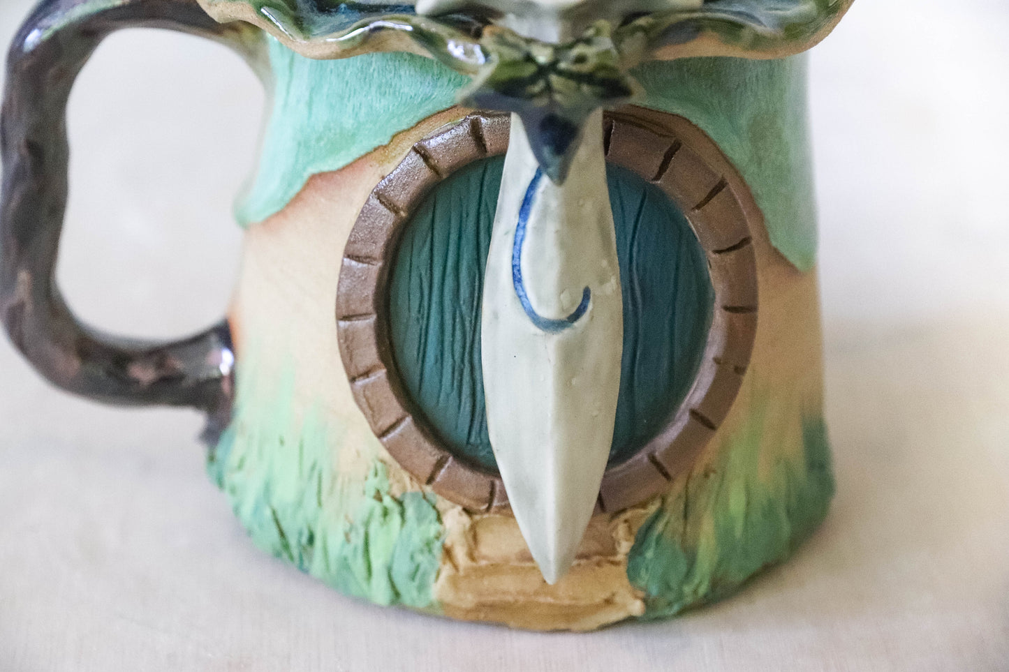 Green Hobbit House Stoneware Mug