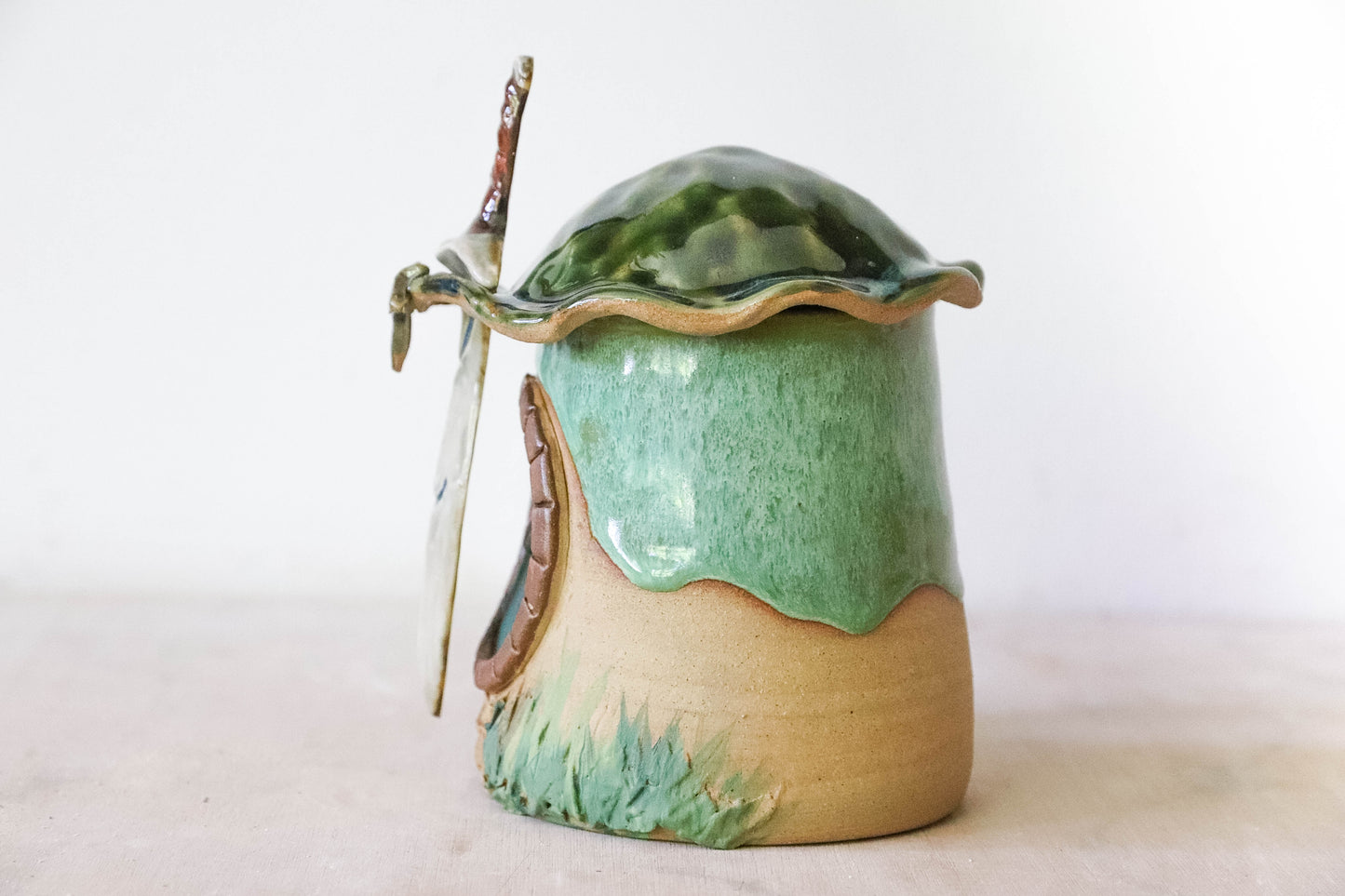 Green Hobbit House Stoneware Mug