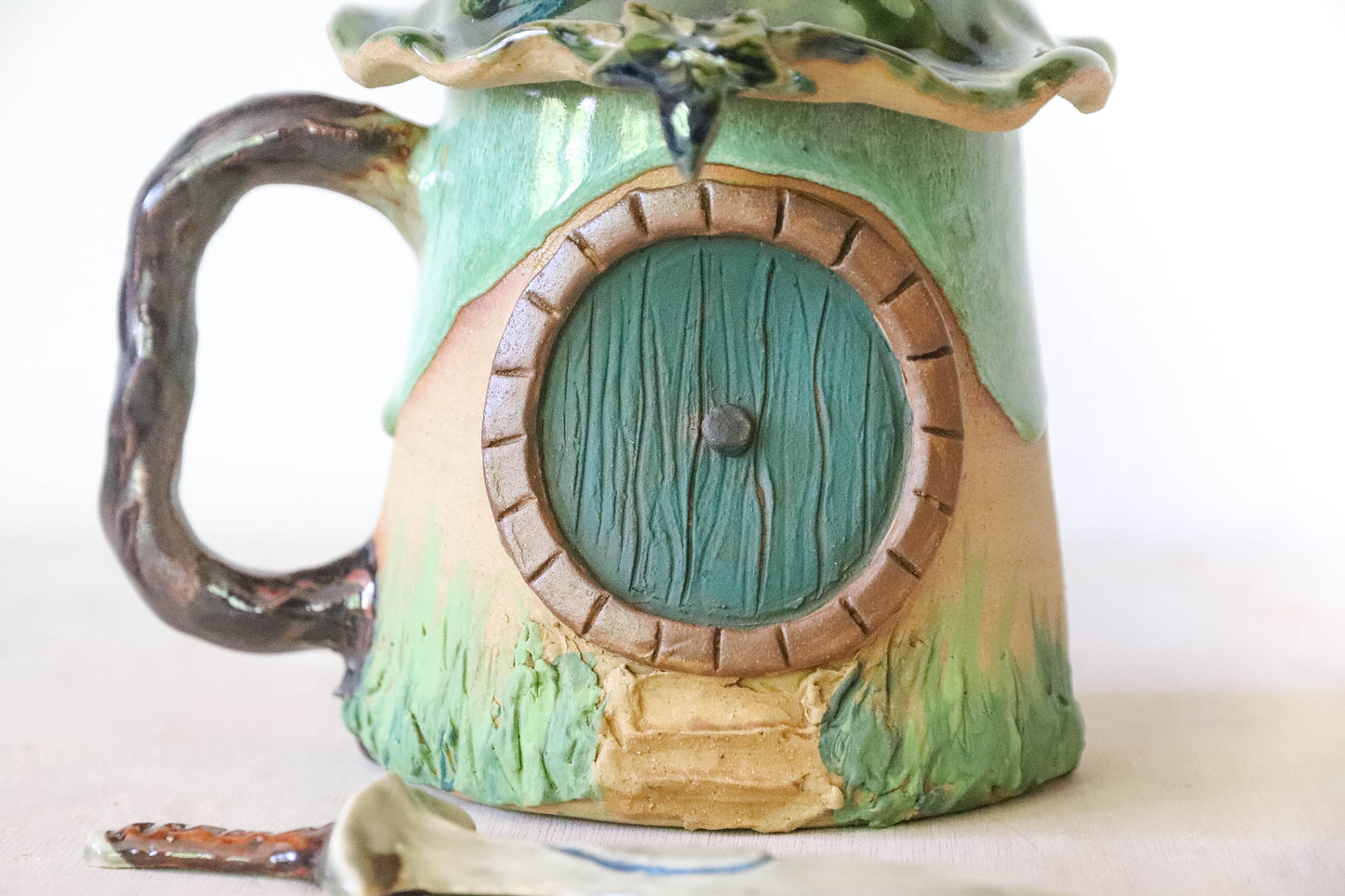 Green Hobbit House Stoneware Mug