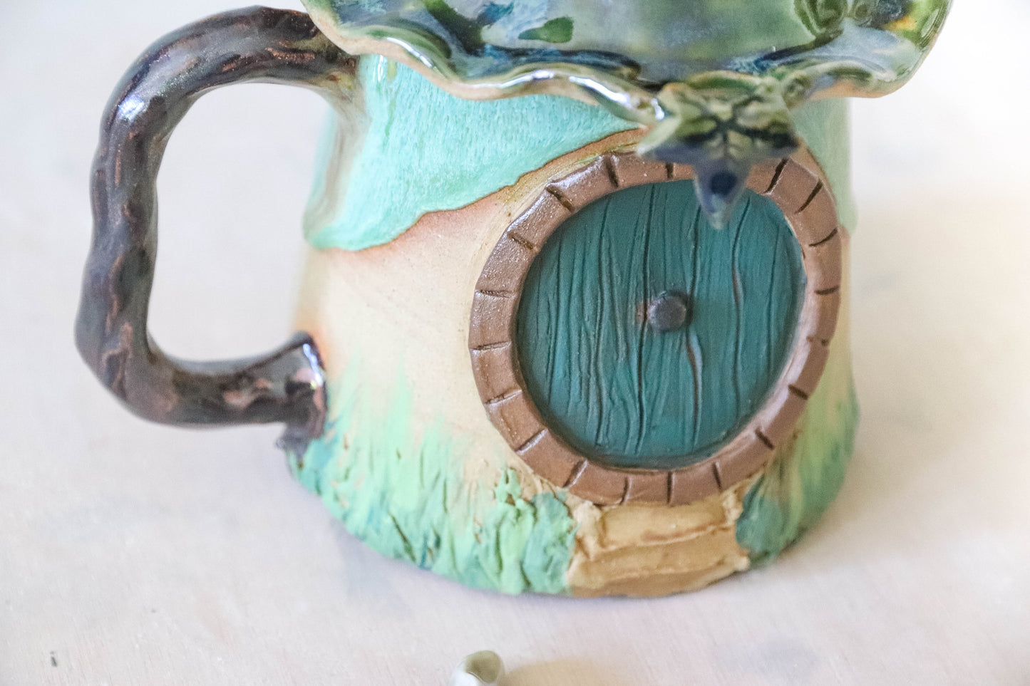Green Hobbit House Stoneware Mug