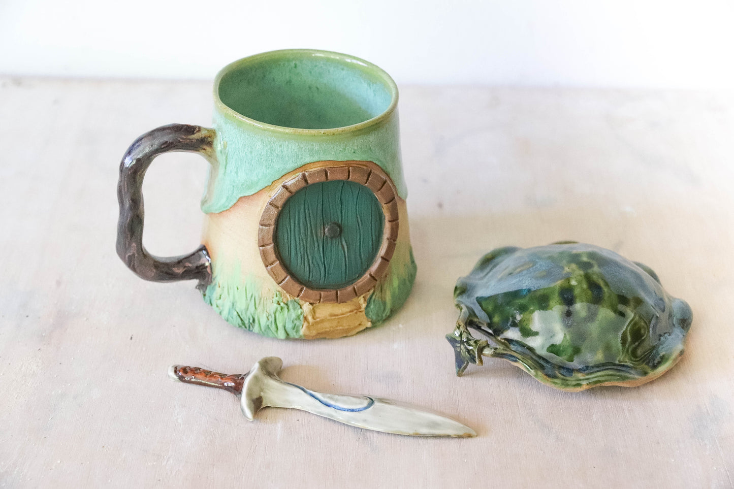 Green Hobbit House Stoneware Mug