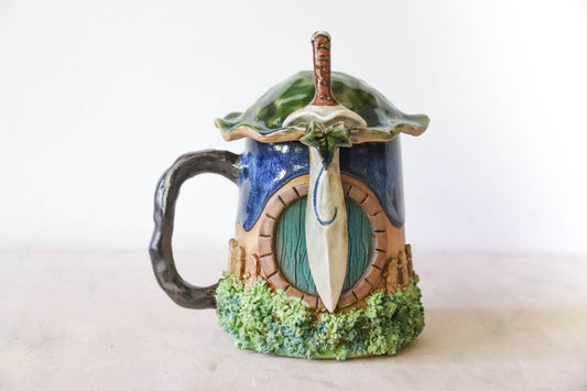 Blue Hobbit House Stoneware Mug