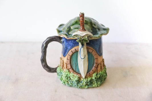 Blue Hobbit House Stoneware Mug