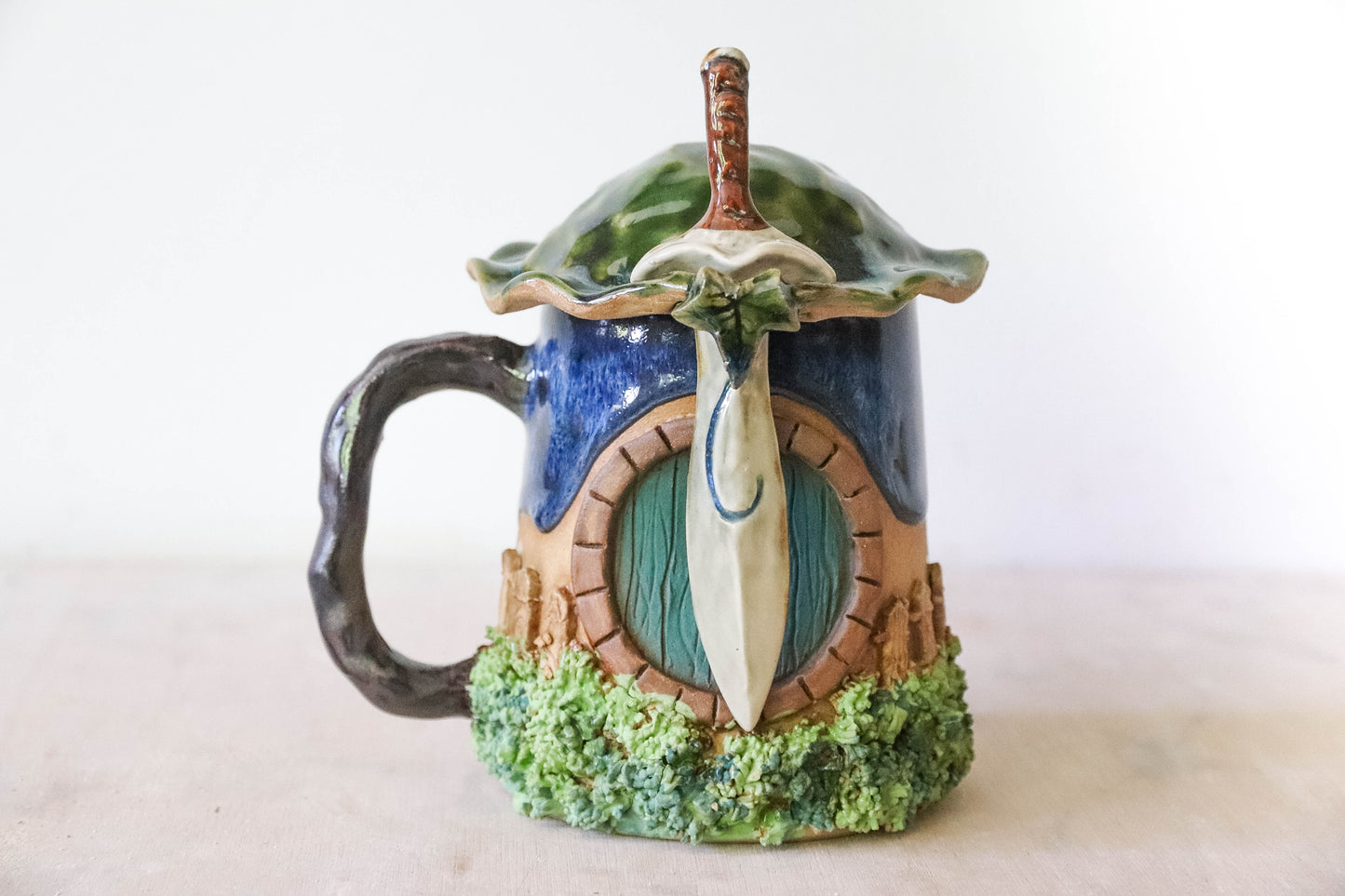 Blue Hobbit House Stoneware Mug