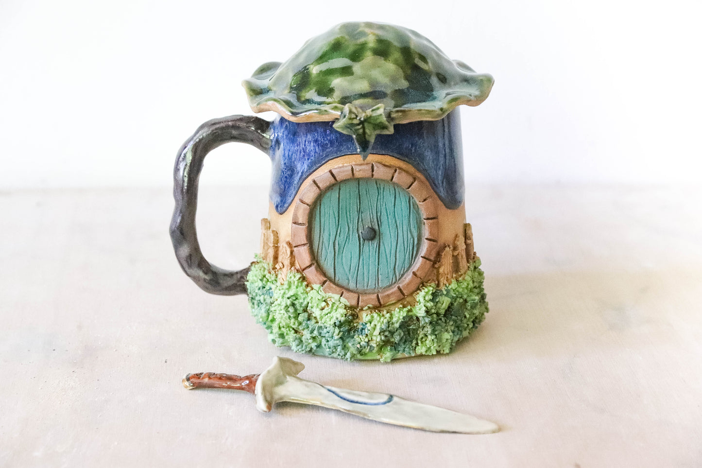 Blue Hobbit House Stoneware Mug
