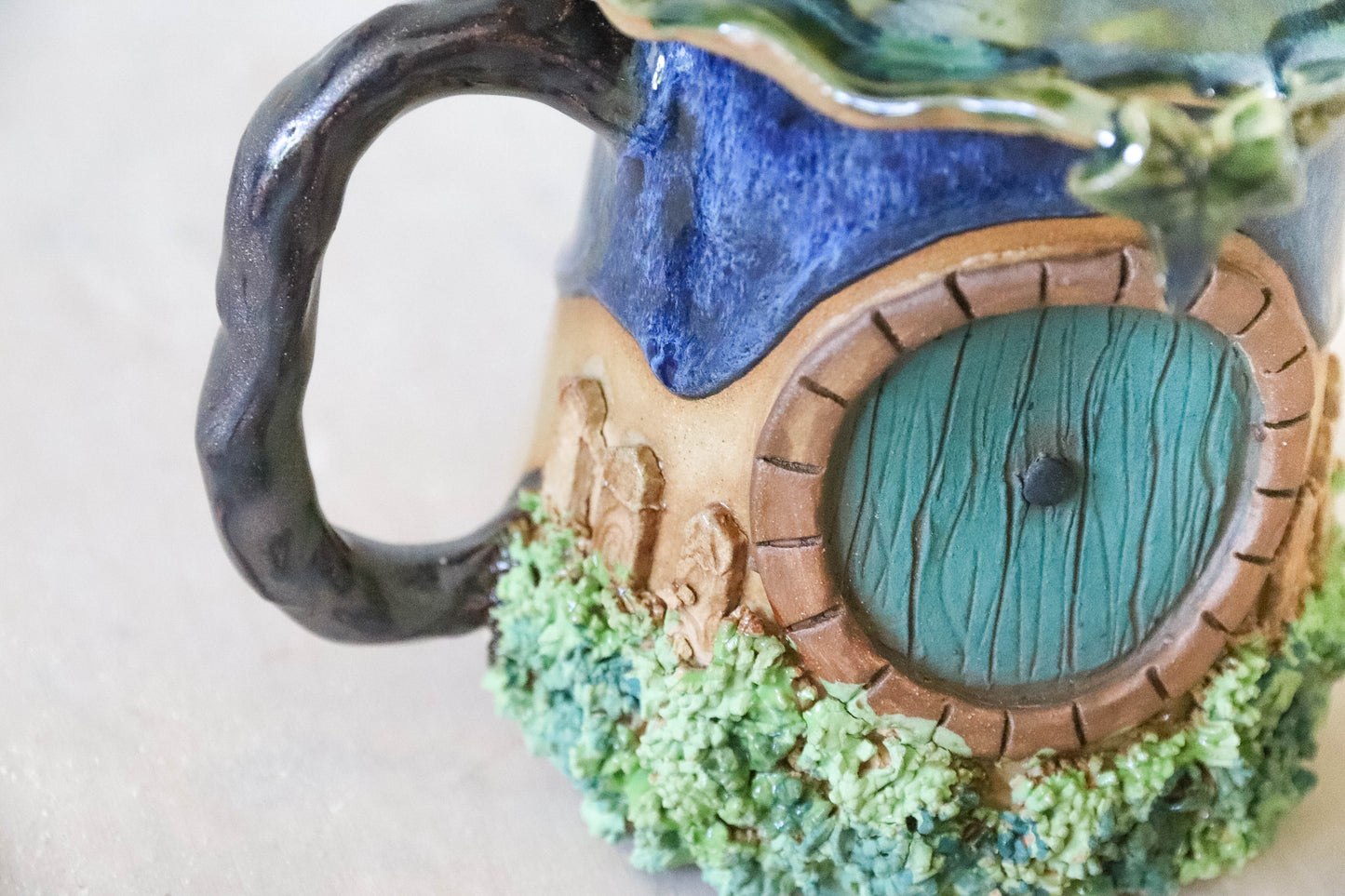 Blue Hobbit House Stoneware Mug