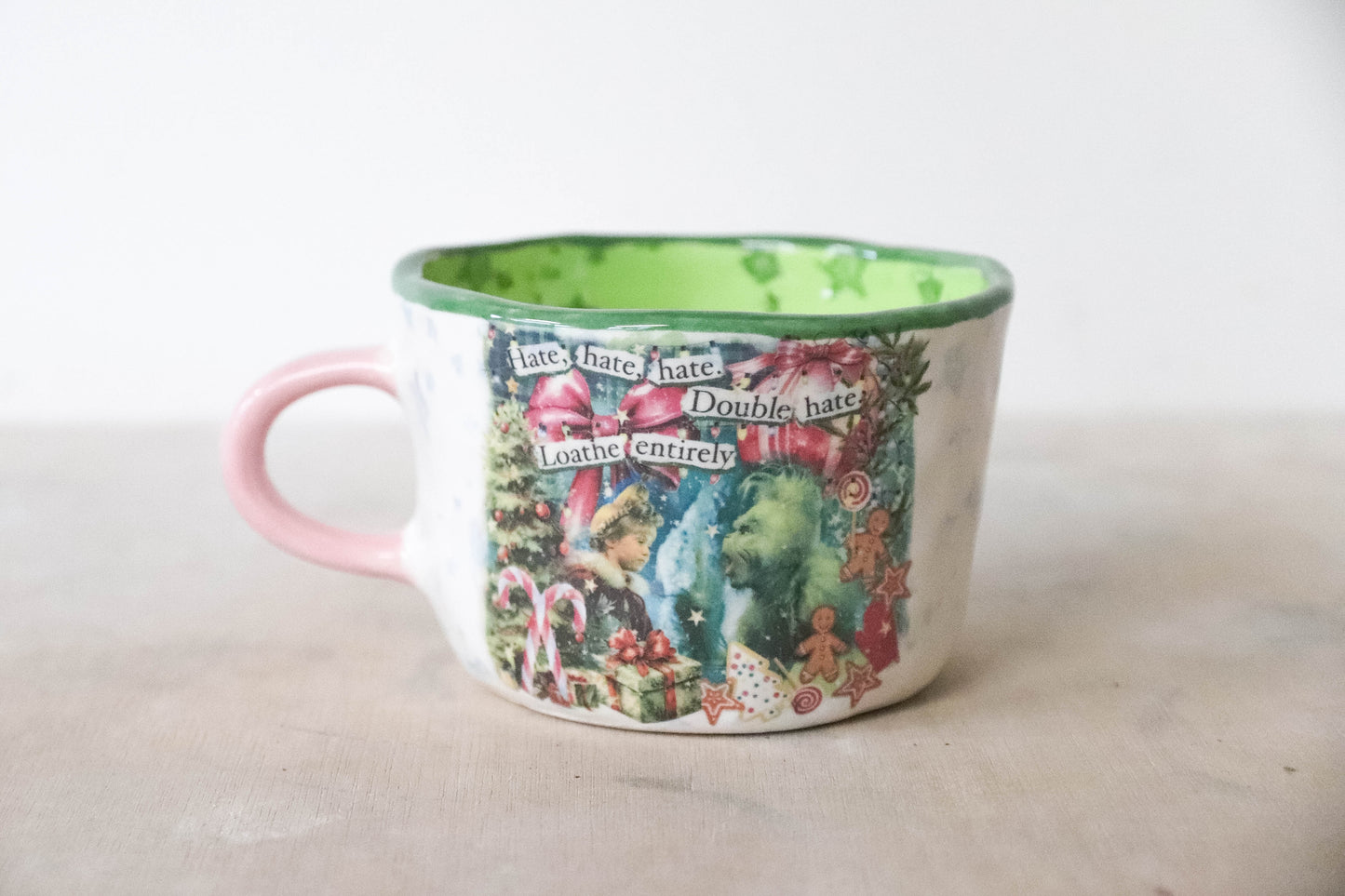 Green White Grinch Mug