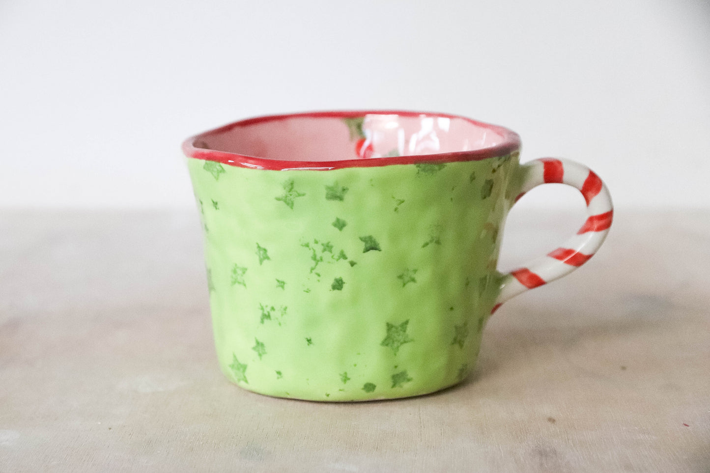 Peekaboo Snowman Pink Green Grinch Mug