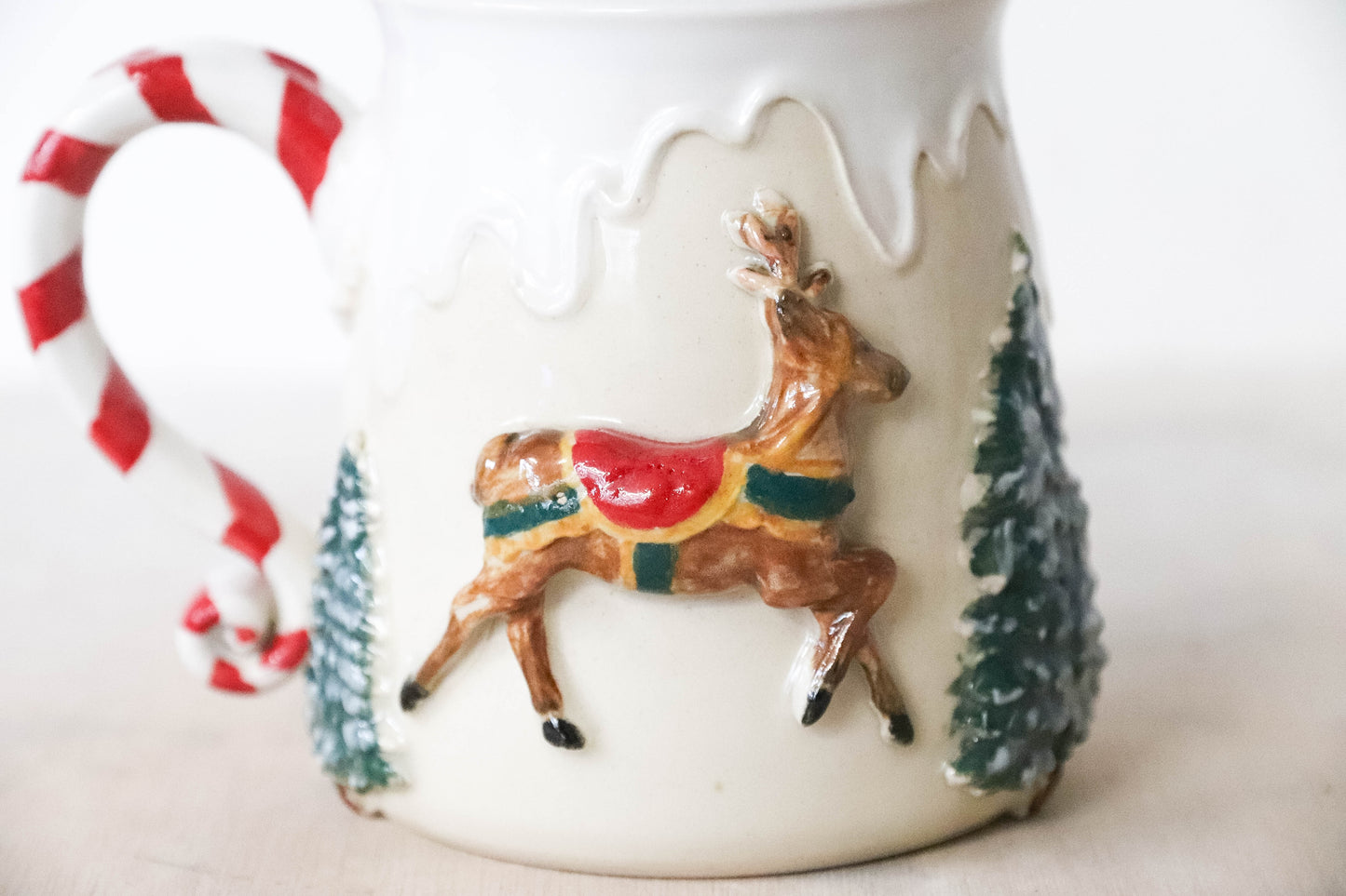 Reindeer White Stoneware Mug