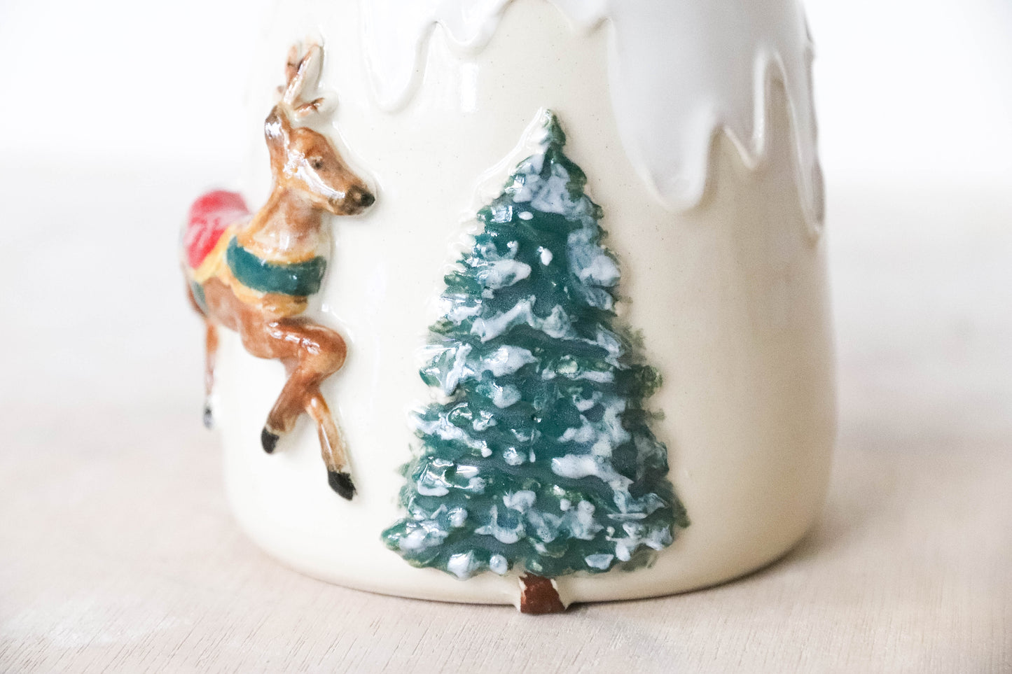 Reindeer White Stoneware Mug