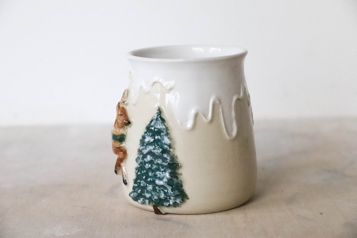 Reindeer White Stoneware Mug