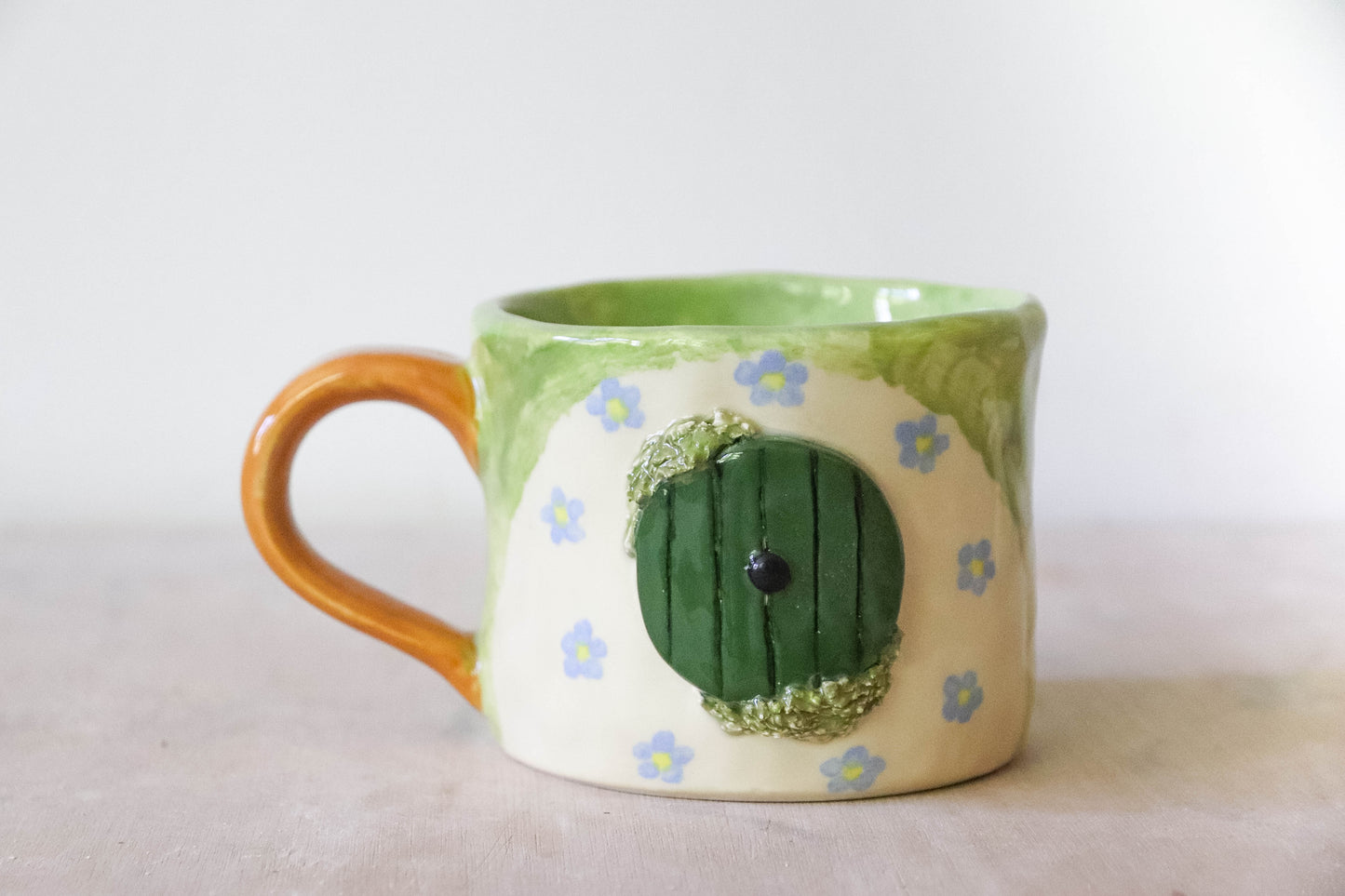 Hobbit Door Blue Flowers Mug Large