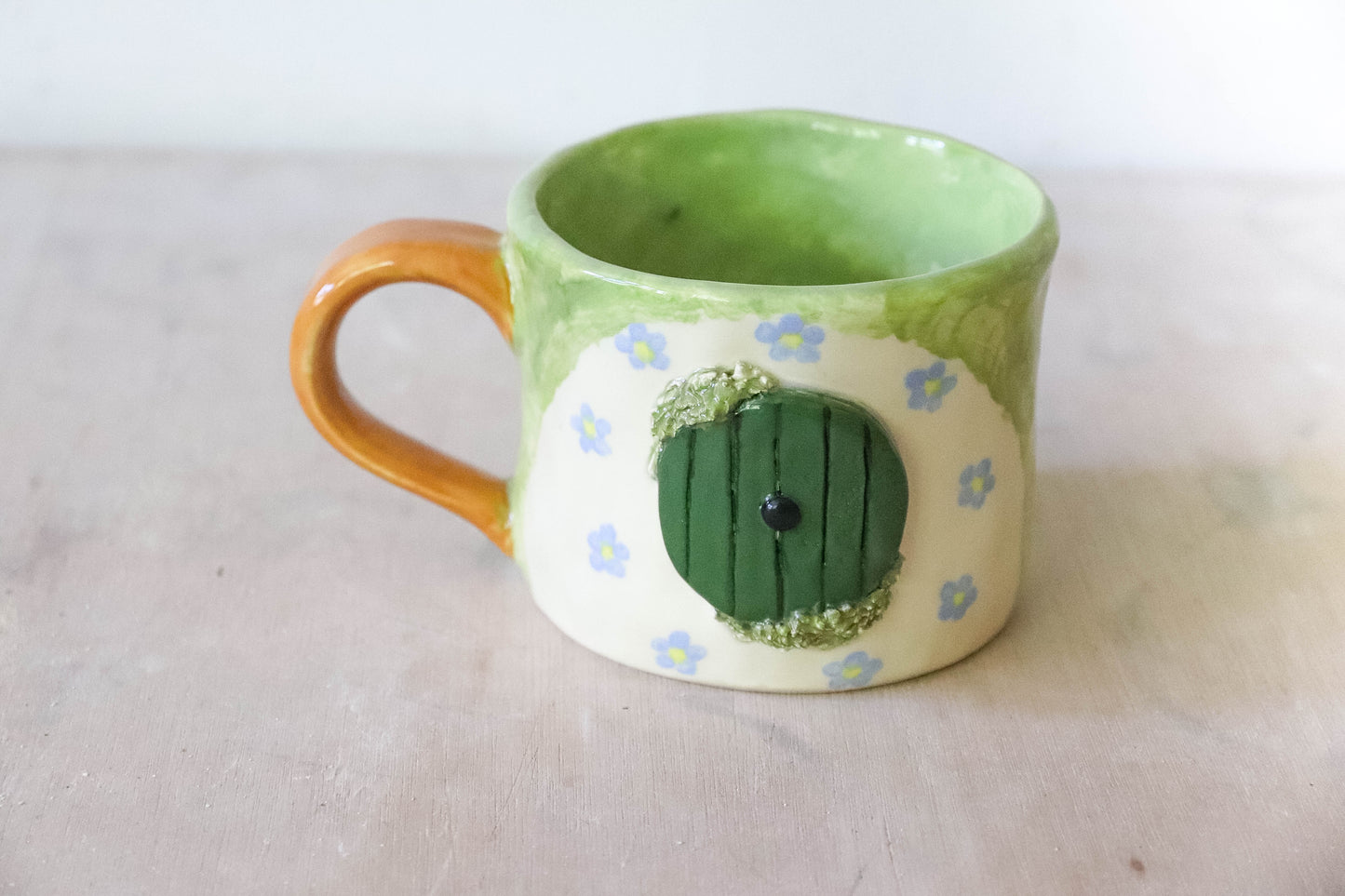 Hobbit Door Blue Flowers Mug Large