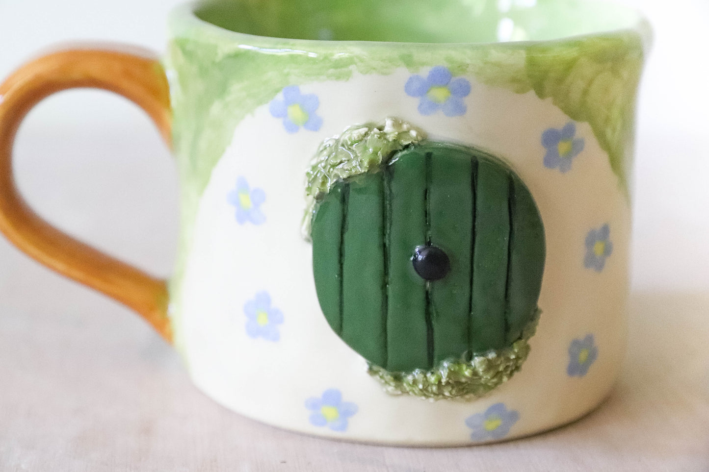 Hobbit Door Blue Flowers Mug Large