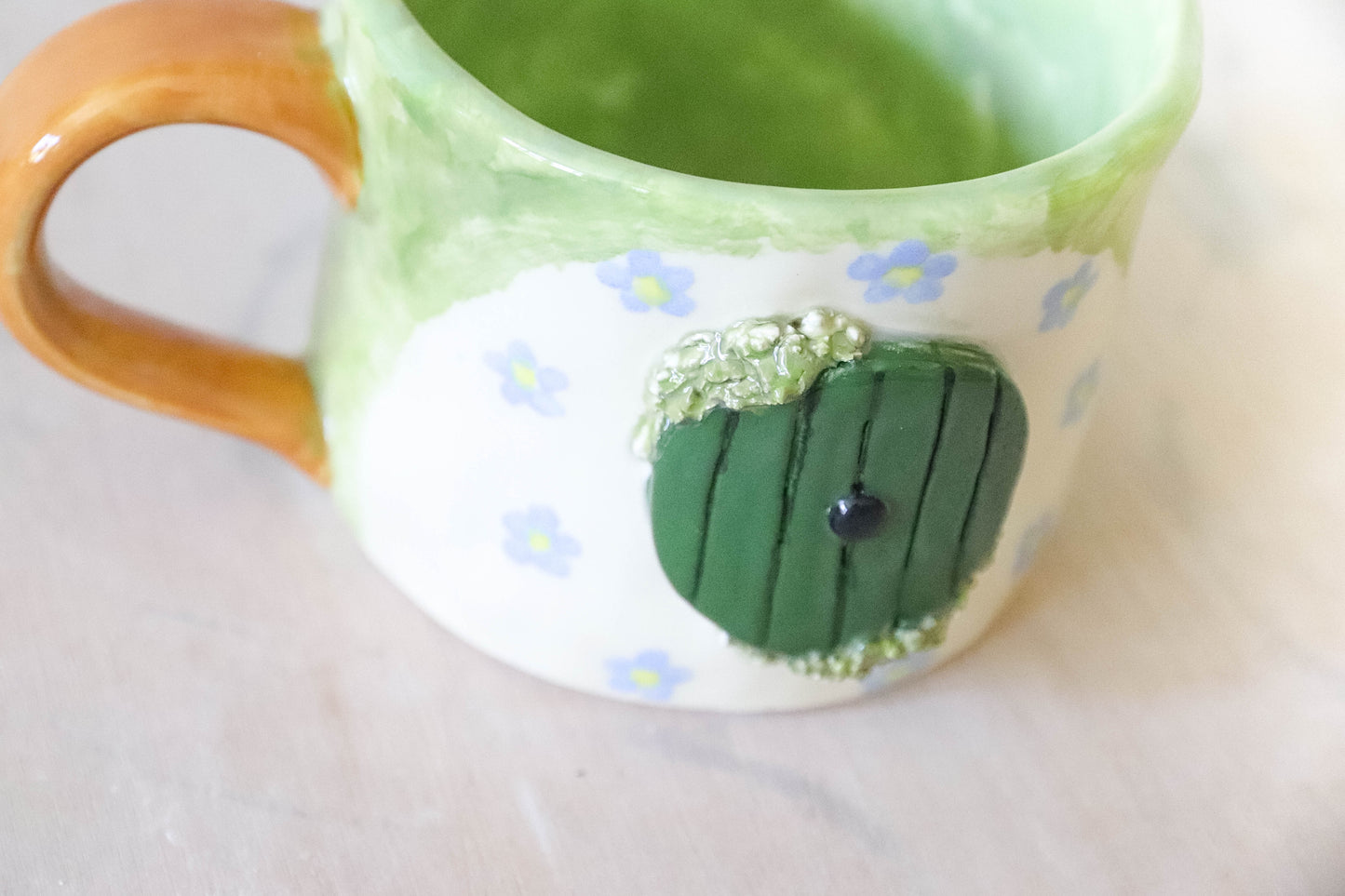 Hobbit Door Blue Flowers Mug Large