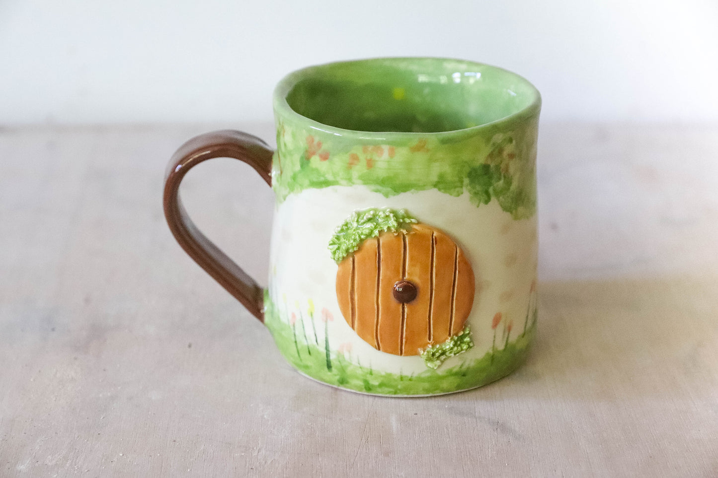 Brown Hobbit Door Round Mug
