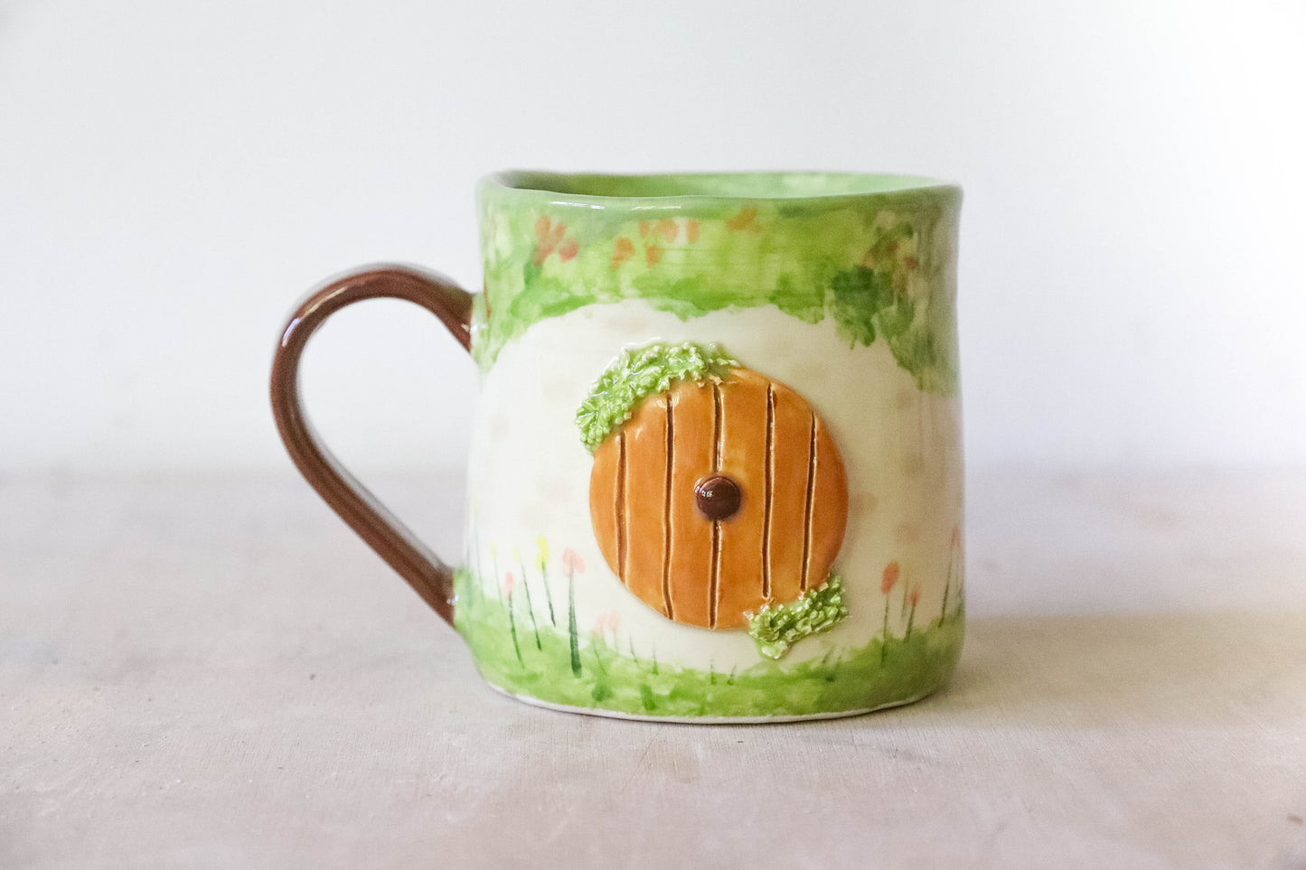 Brown Hobbit Door Round Mug