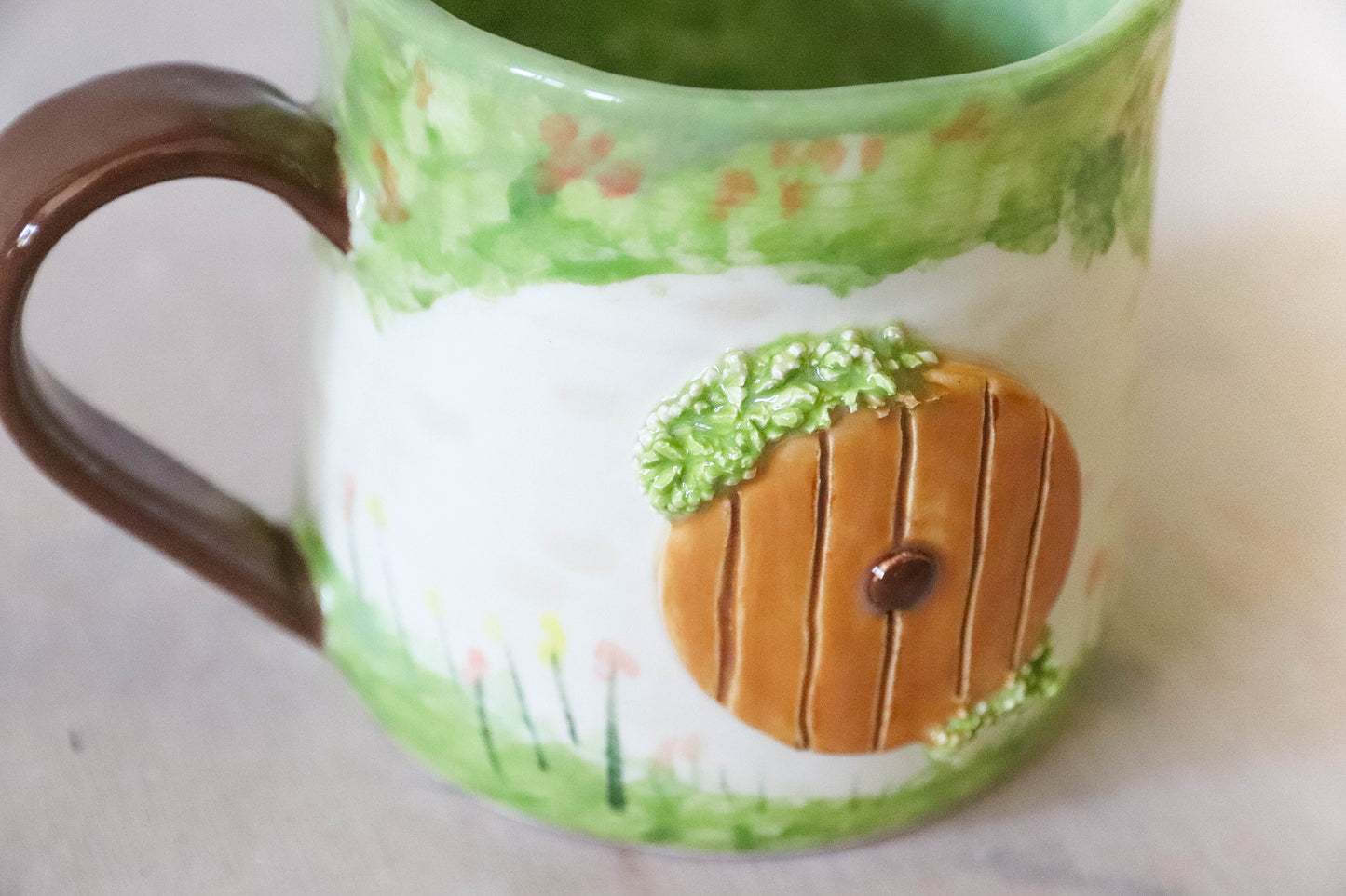 Brown Hobbit Door Round Mug