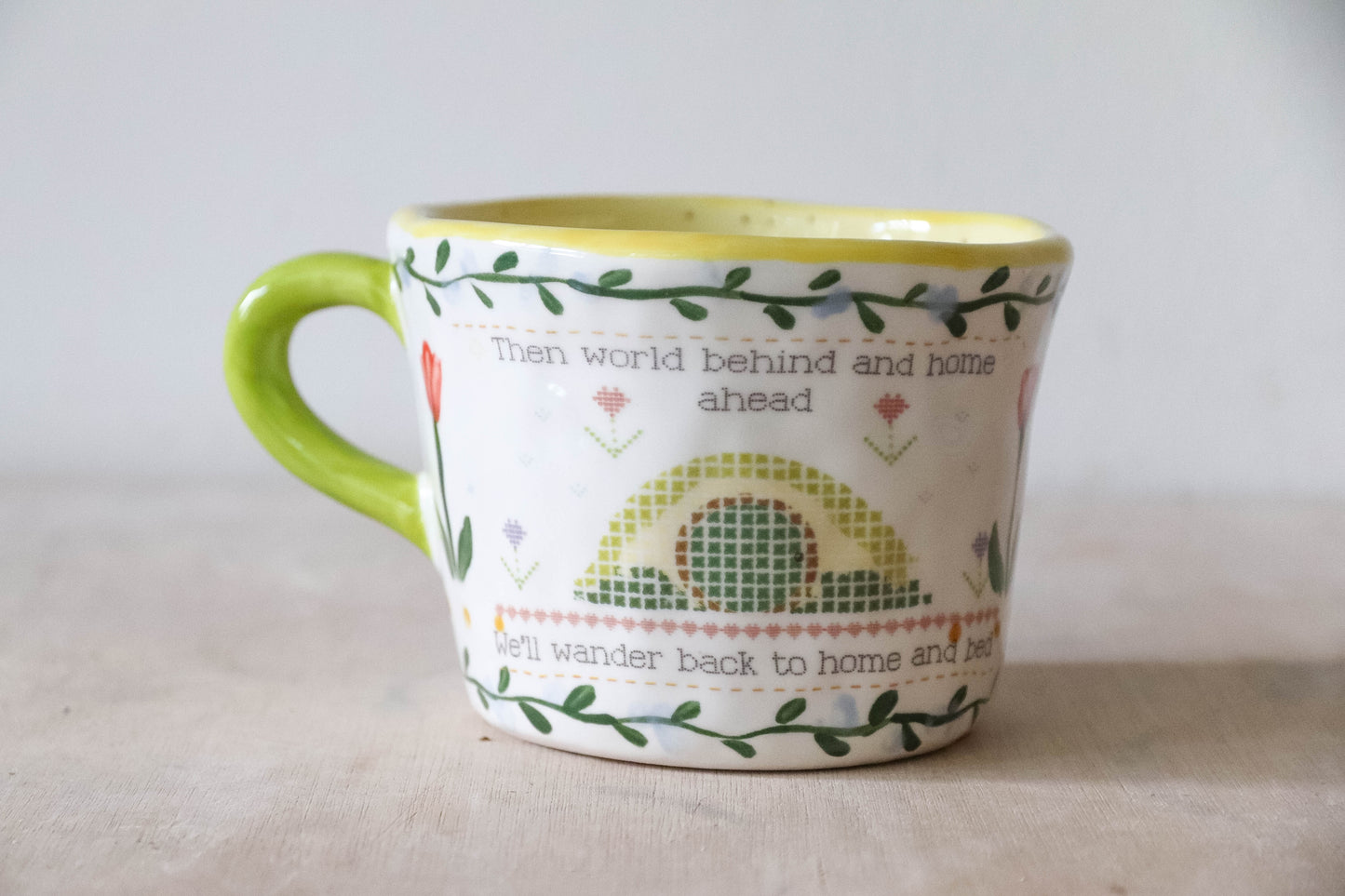 Cross Stitch Yellow Mug