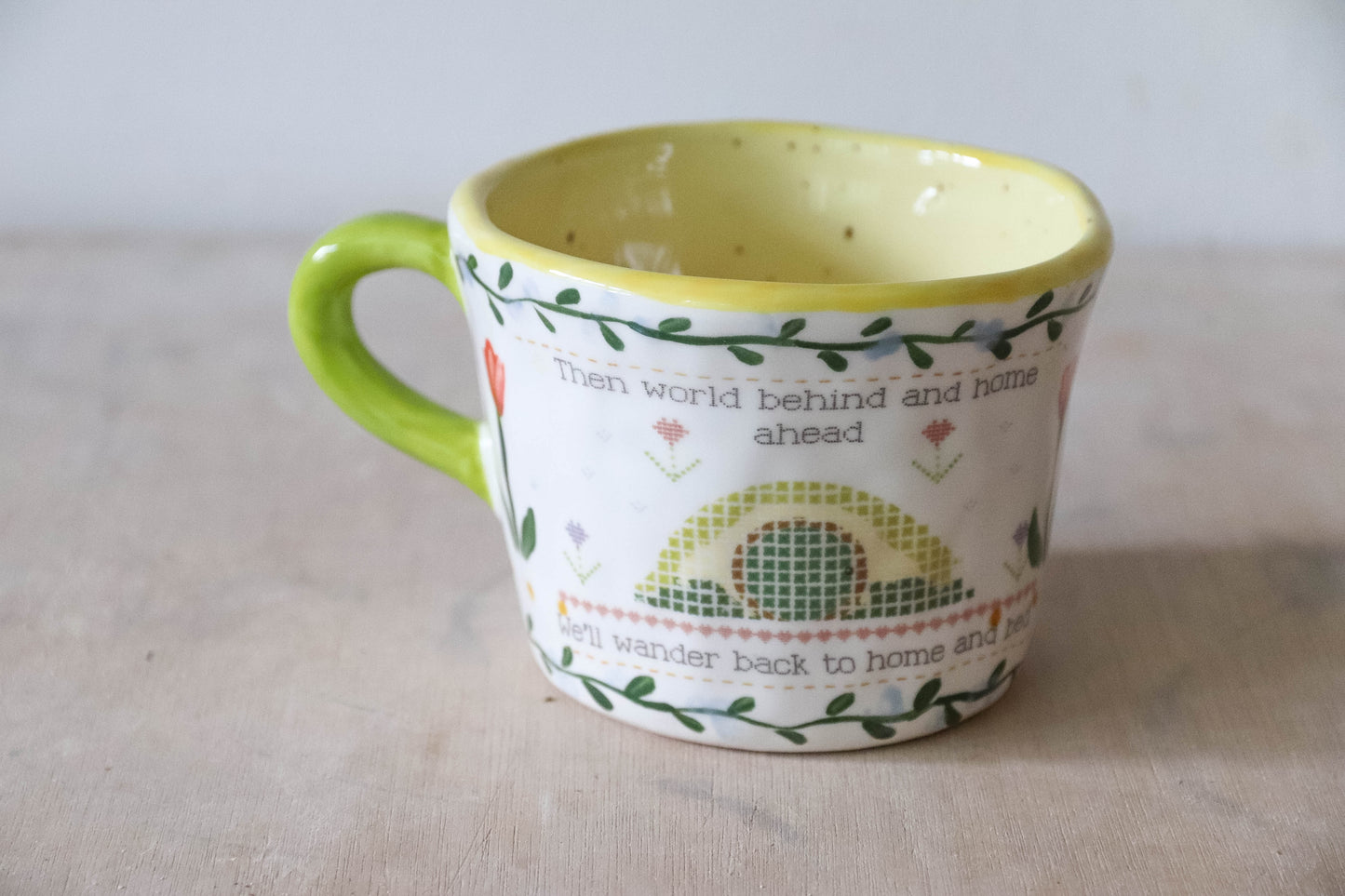 Cross Stitch Yellow Mug