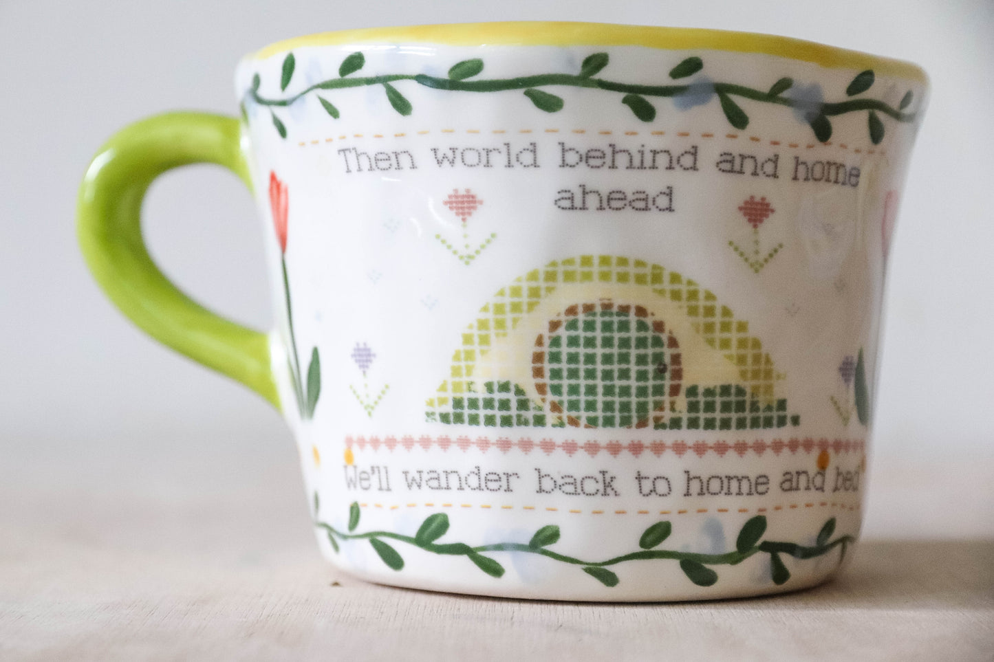 Cross Stitch Yellow Mug