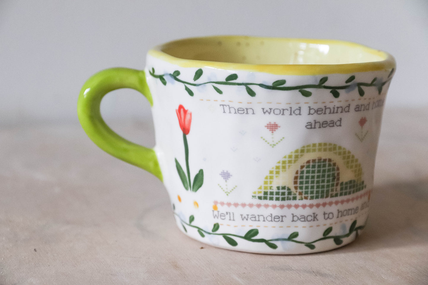 Cross Stitch Yellow Mug