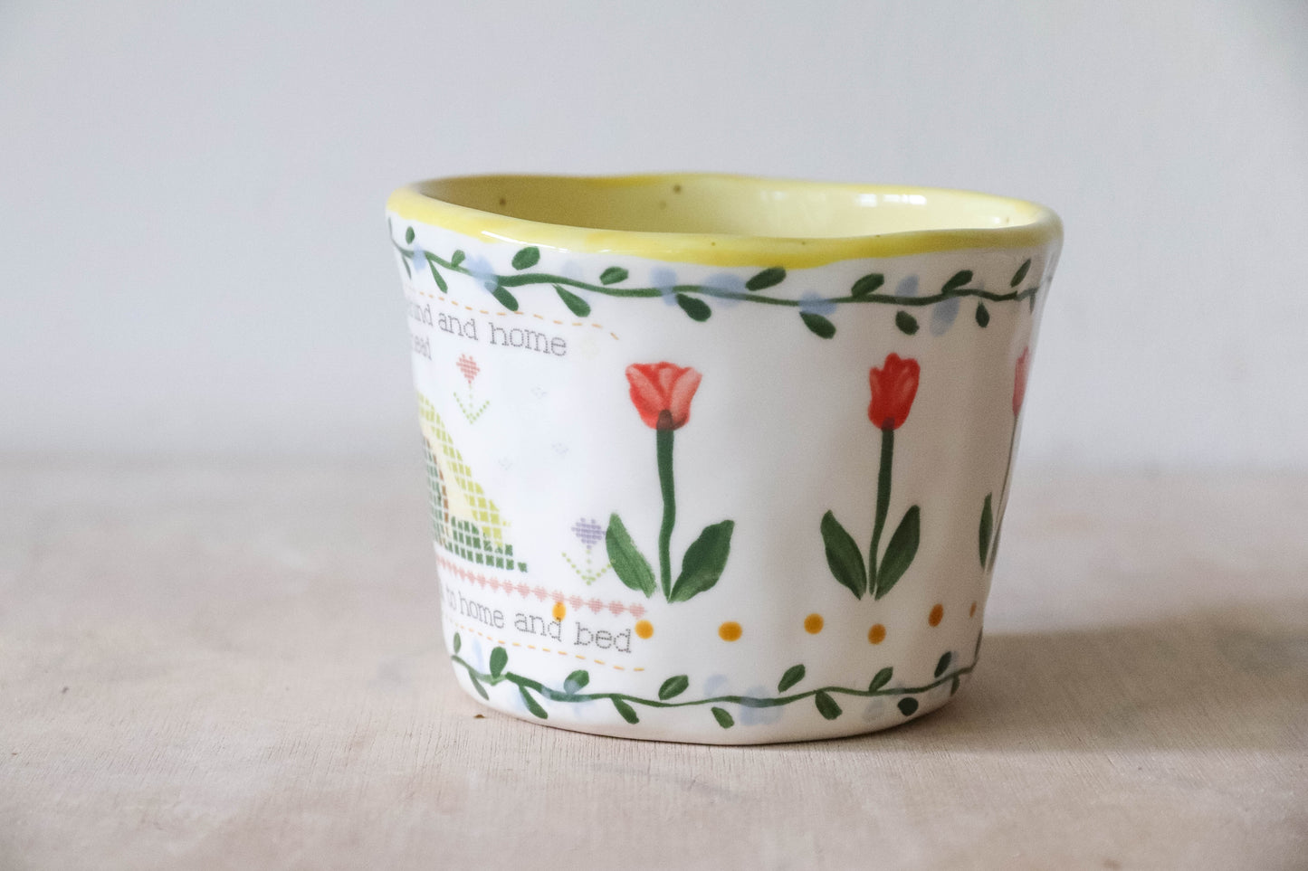 Cross Stitch Yellow Mug