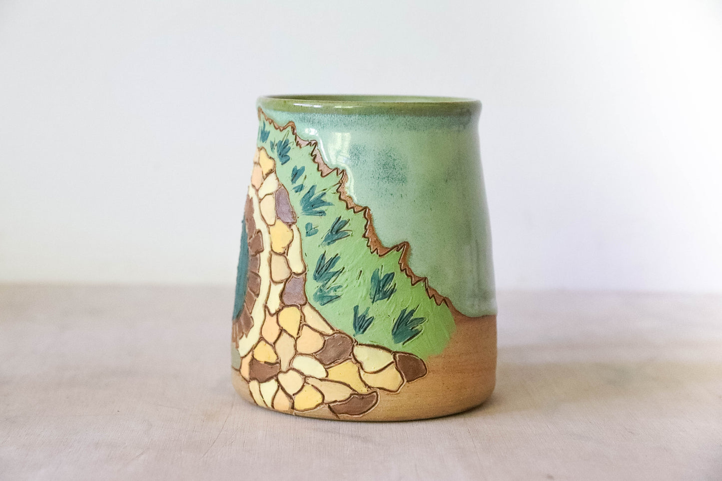 Carved Hobbit House Stoneware Mug