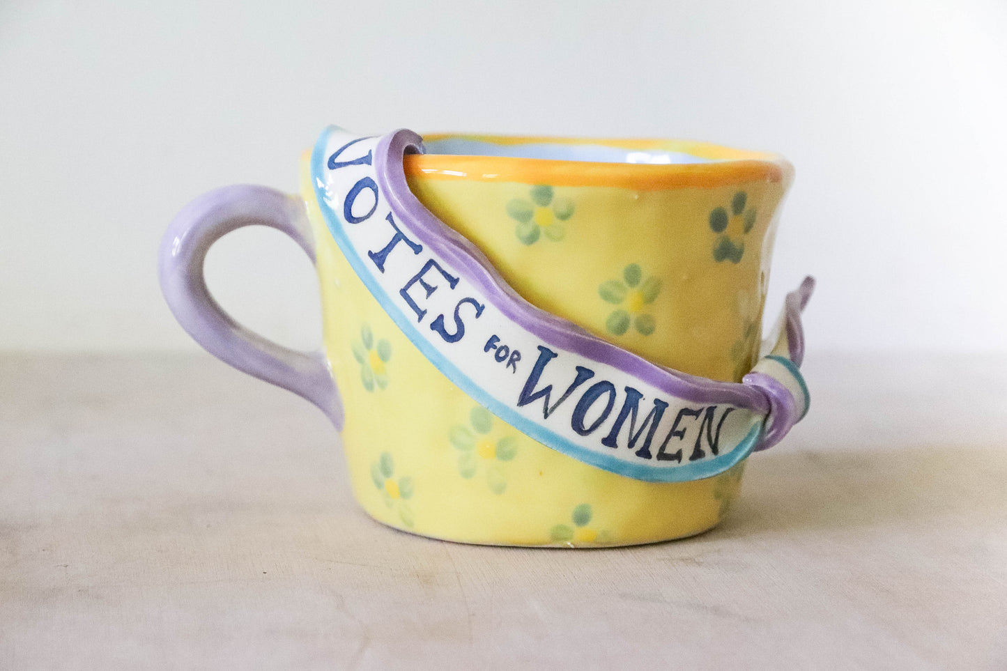 Yellow Blue Daisy Suffragette Mug