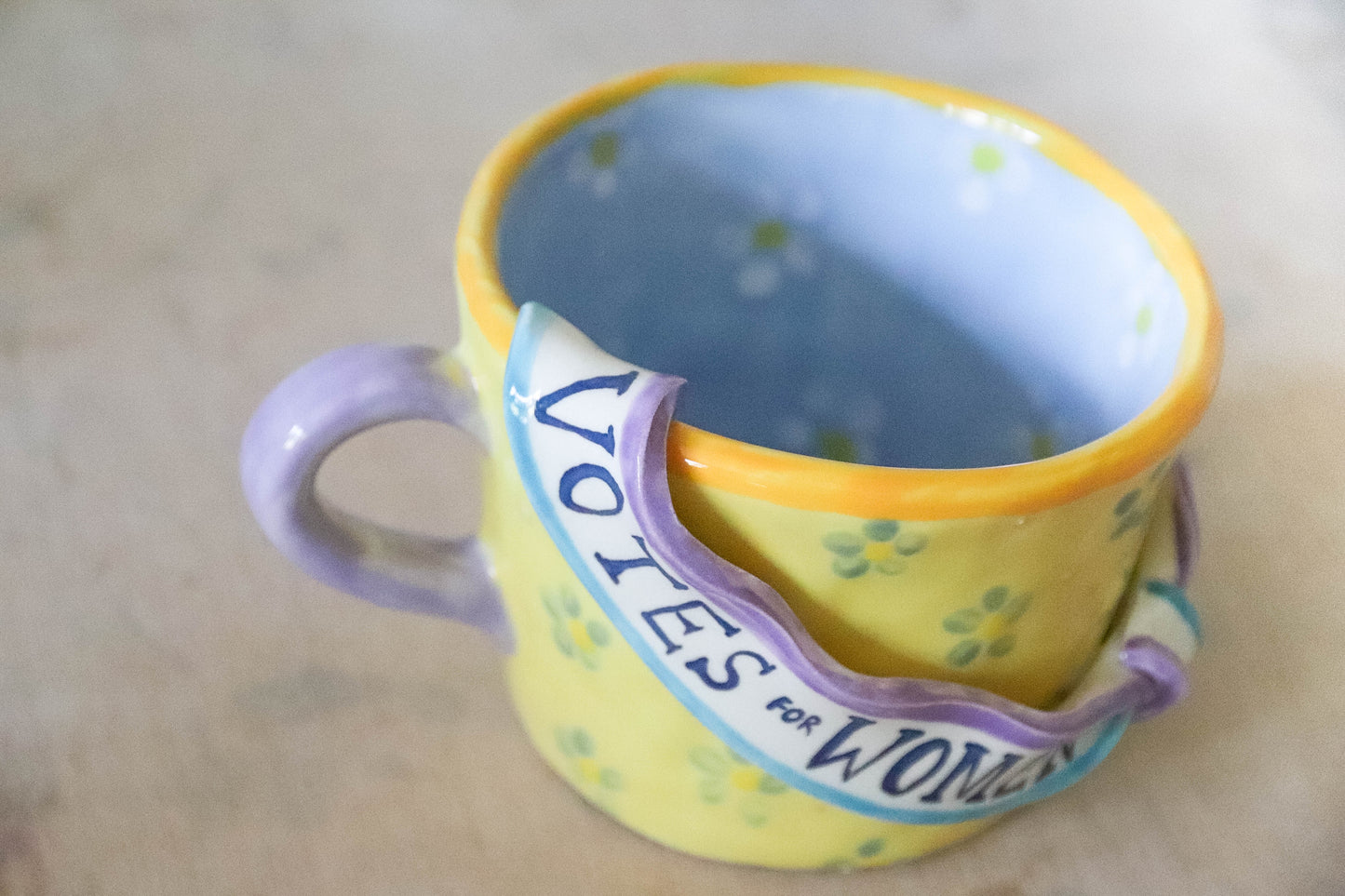 Yellow Blue Daisy Suffragette Mug
