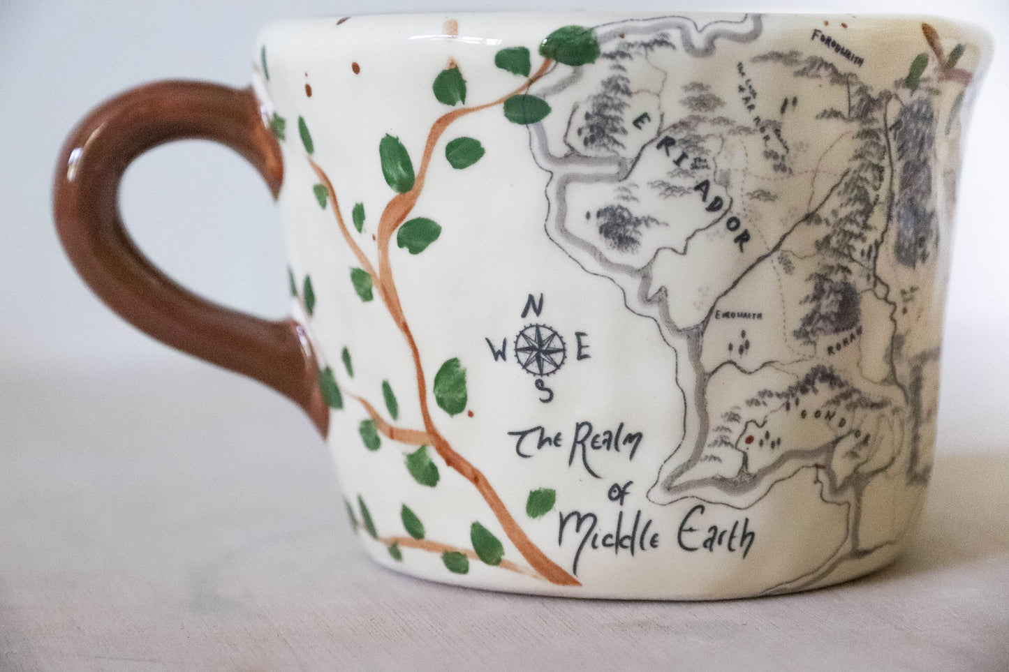 Middle Earth Map Vines One Ring Mug