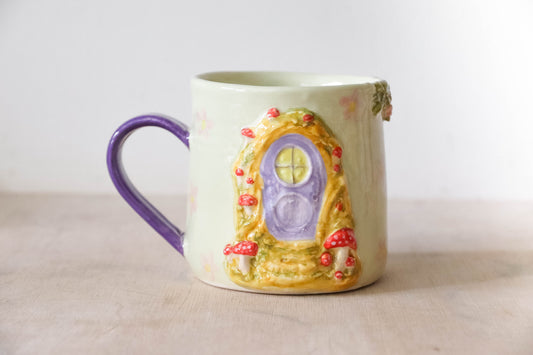 Floral Mushroom Fairy House Round Mug