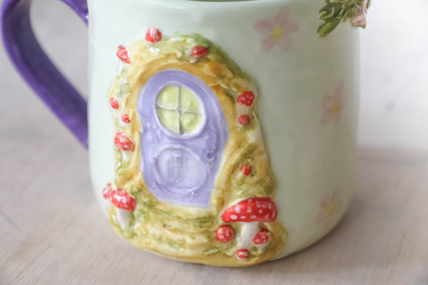 Floral Mushroom Fairy House Round Mug