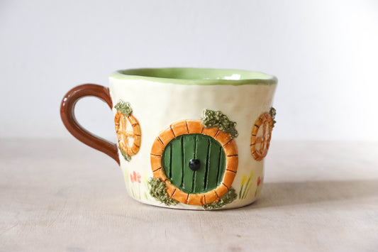 Green Cream Hobbit House Mug