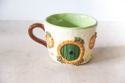 Green Cream Hobbit House Mug