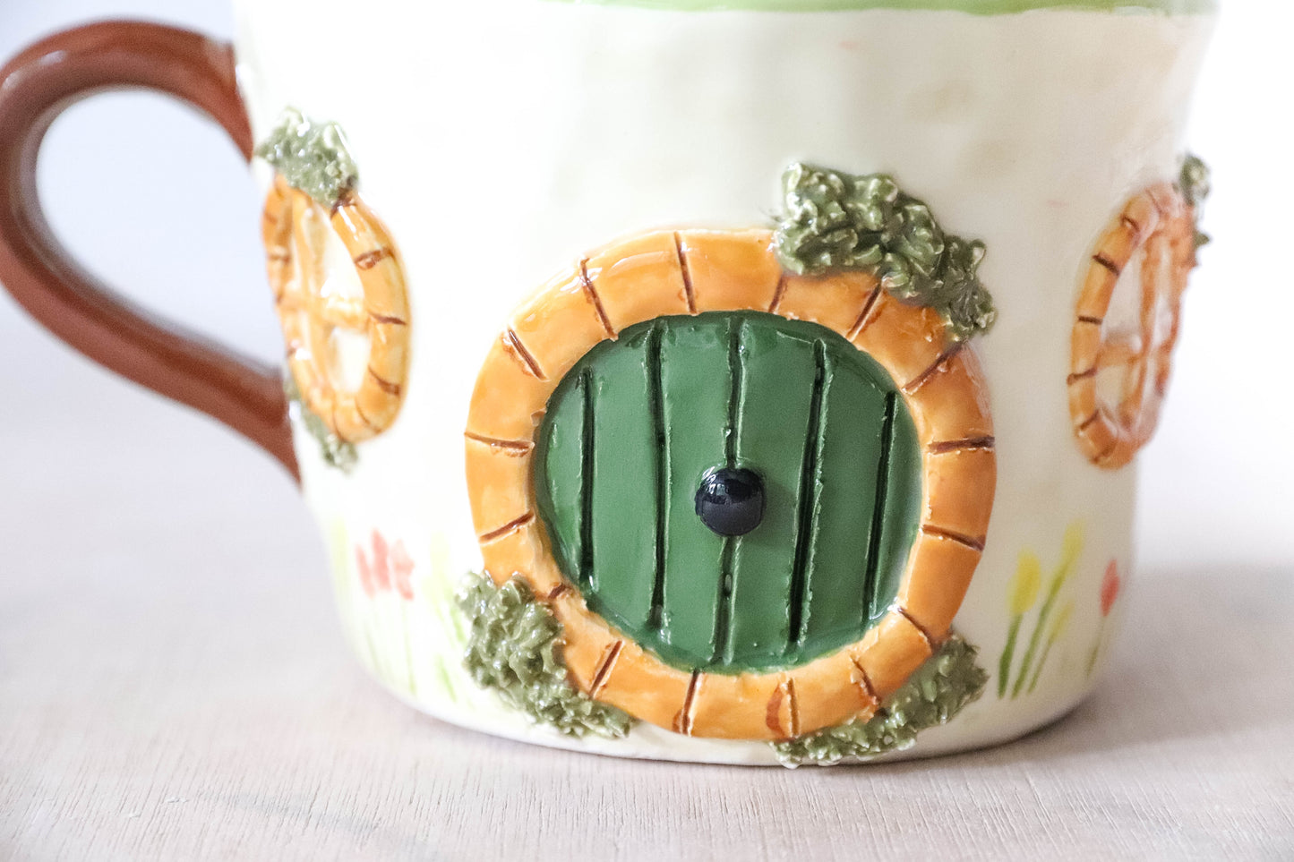 Green Cream Hobbit House Mug