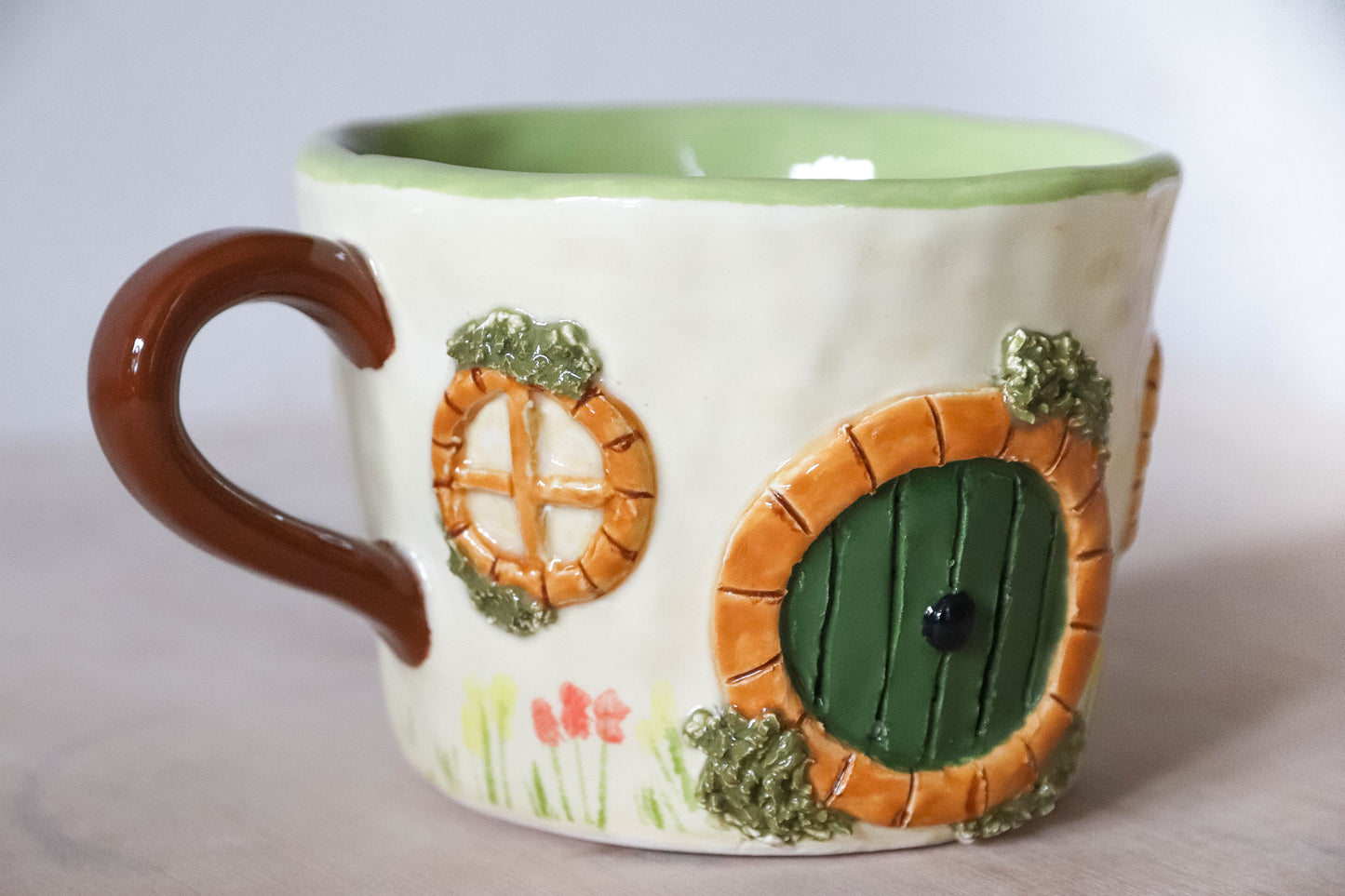 Green Cream Hobbit House Mug