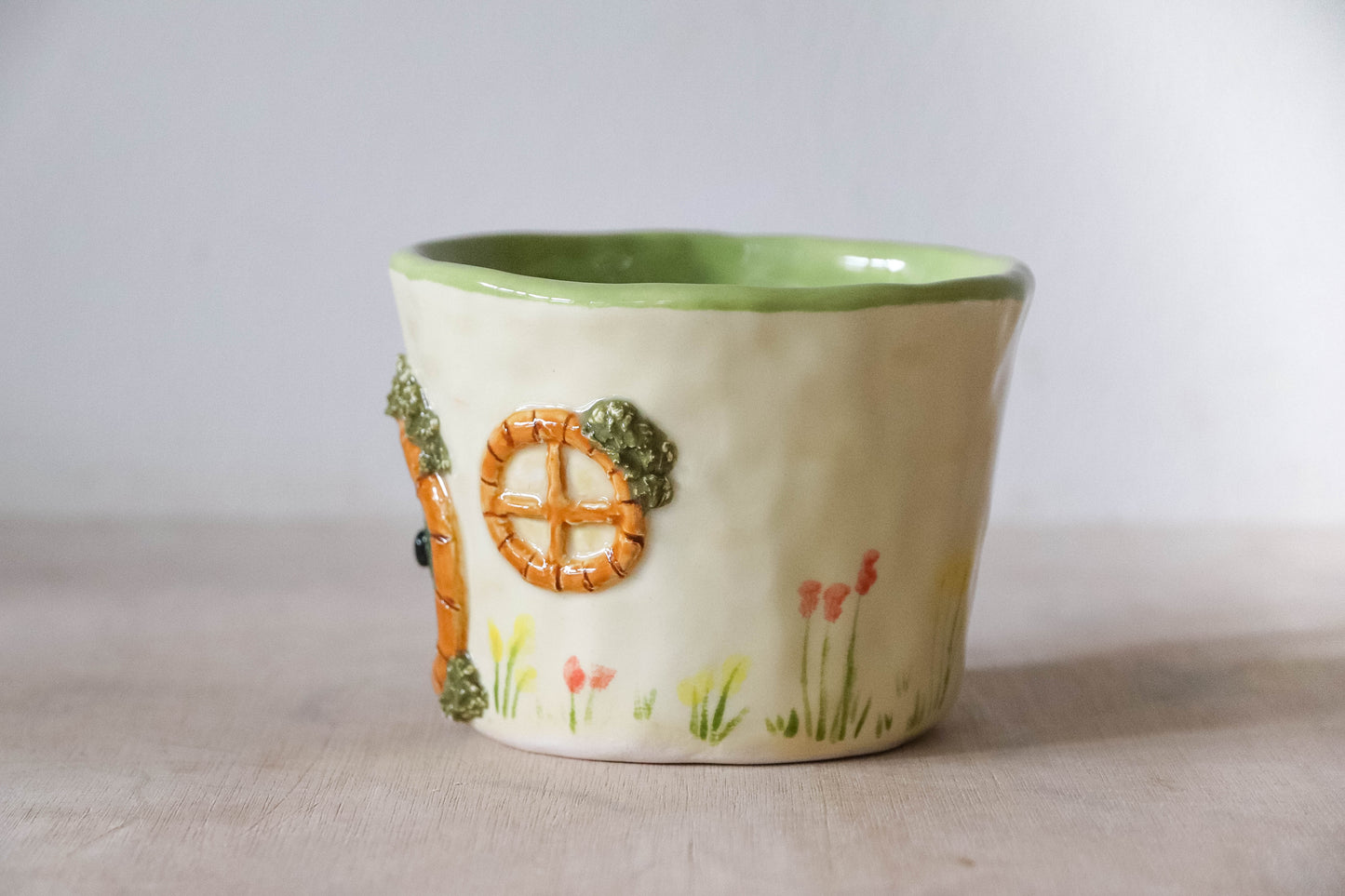 Green Cream Hobbit House Mug