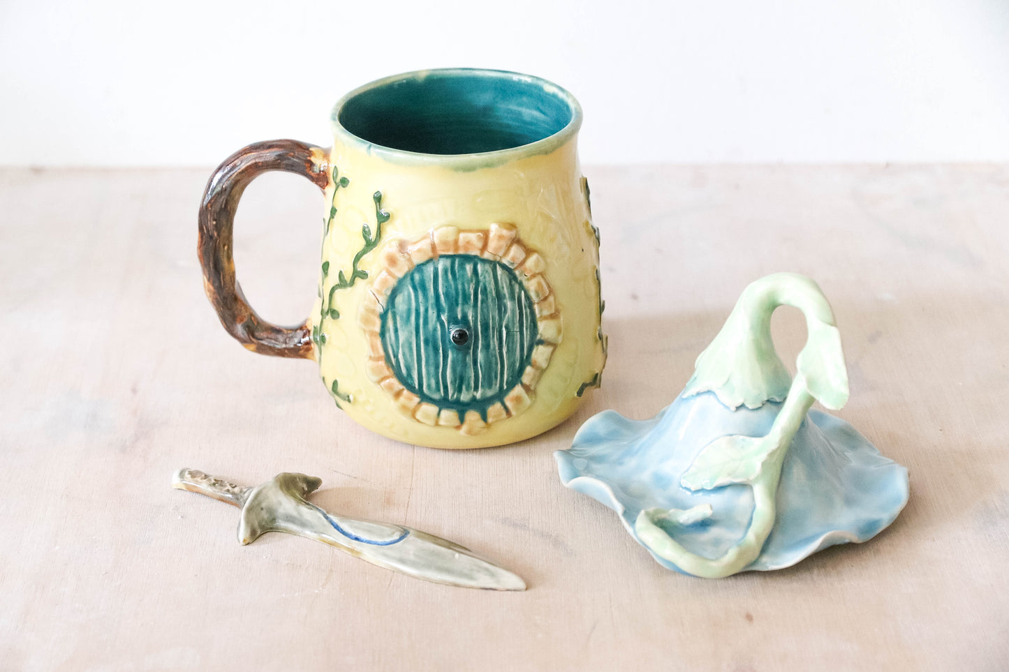 Hobbit House Flower Sword Stoneware Mug