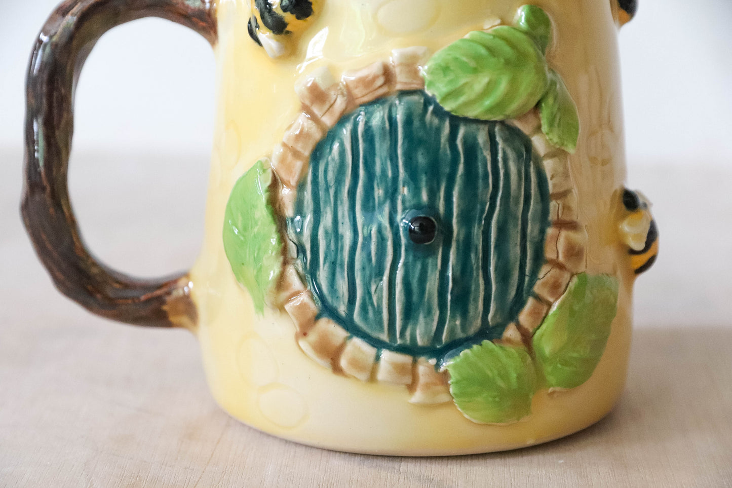Hobbit House Pink Flower Stoneware Mug