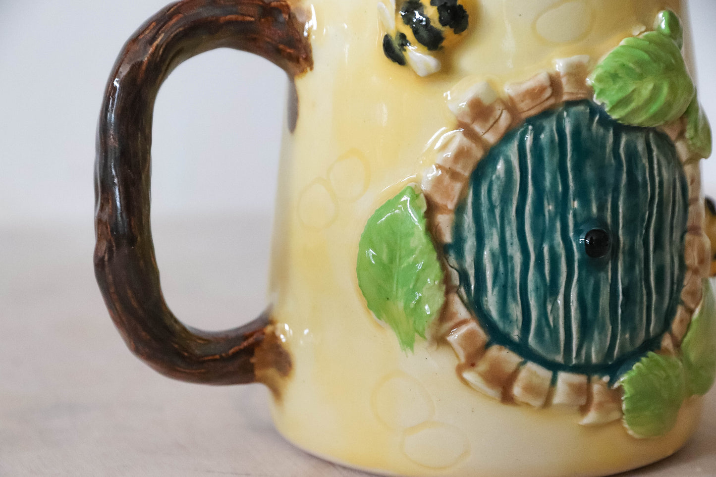 Hobbit House Pink Flower Stoneware Mug