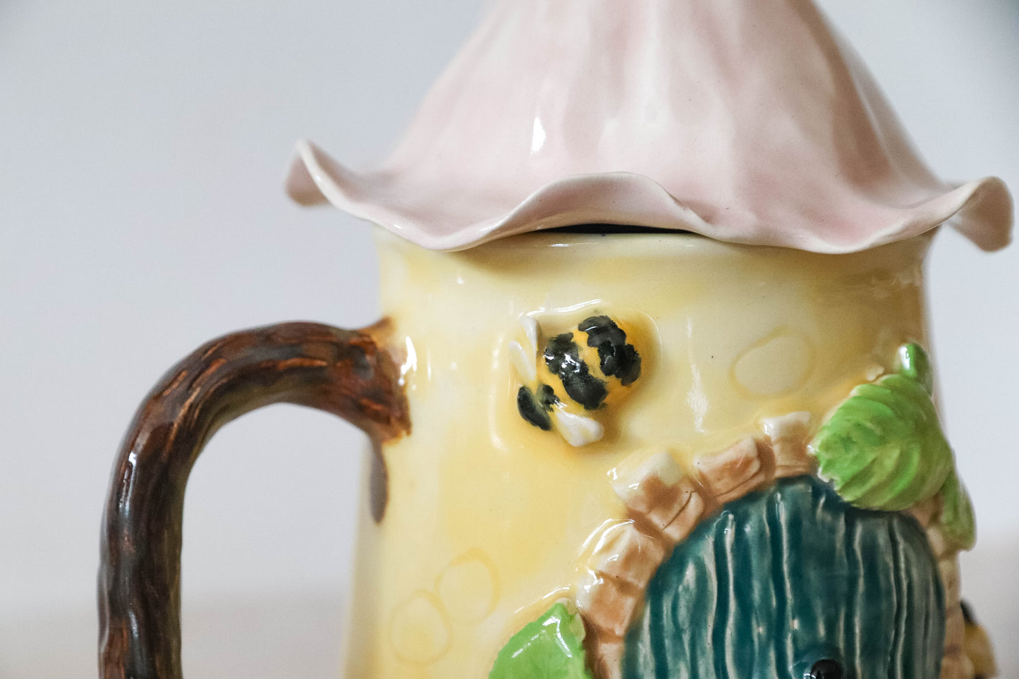 Hobbit House Pink Flower Stoneware Mug