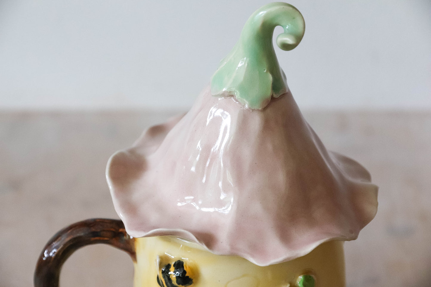 Hobbit House Pink Flower Stoneware Mug