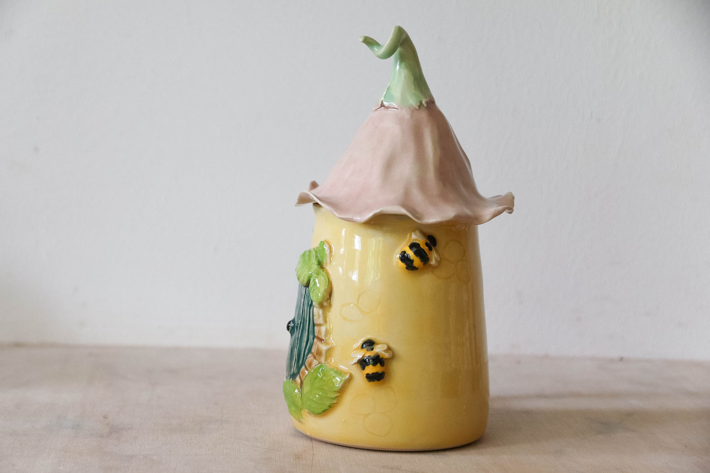 Hobbit House Pink Flower Stoneware Mug