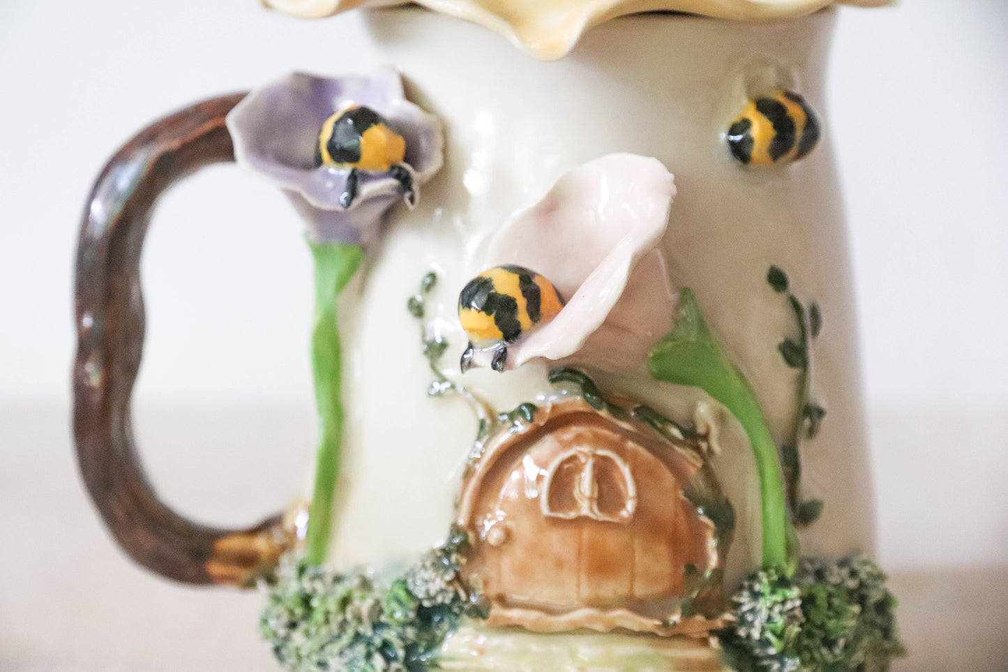 Sleepy Bees Fairy House Stoneware Mug