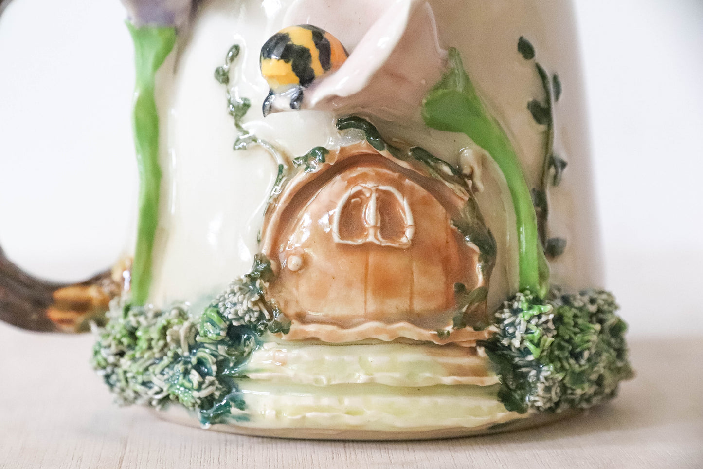 Sleepy Bees Fairy House Stoneware Mug
